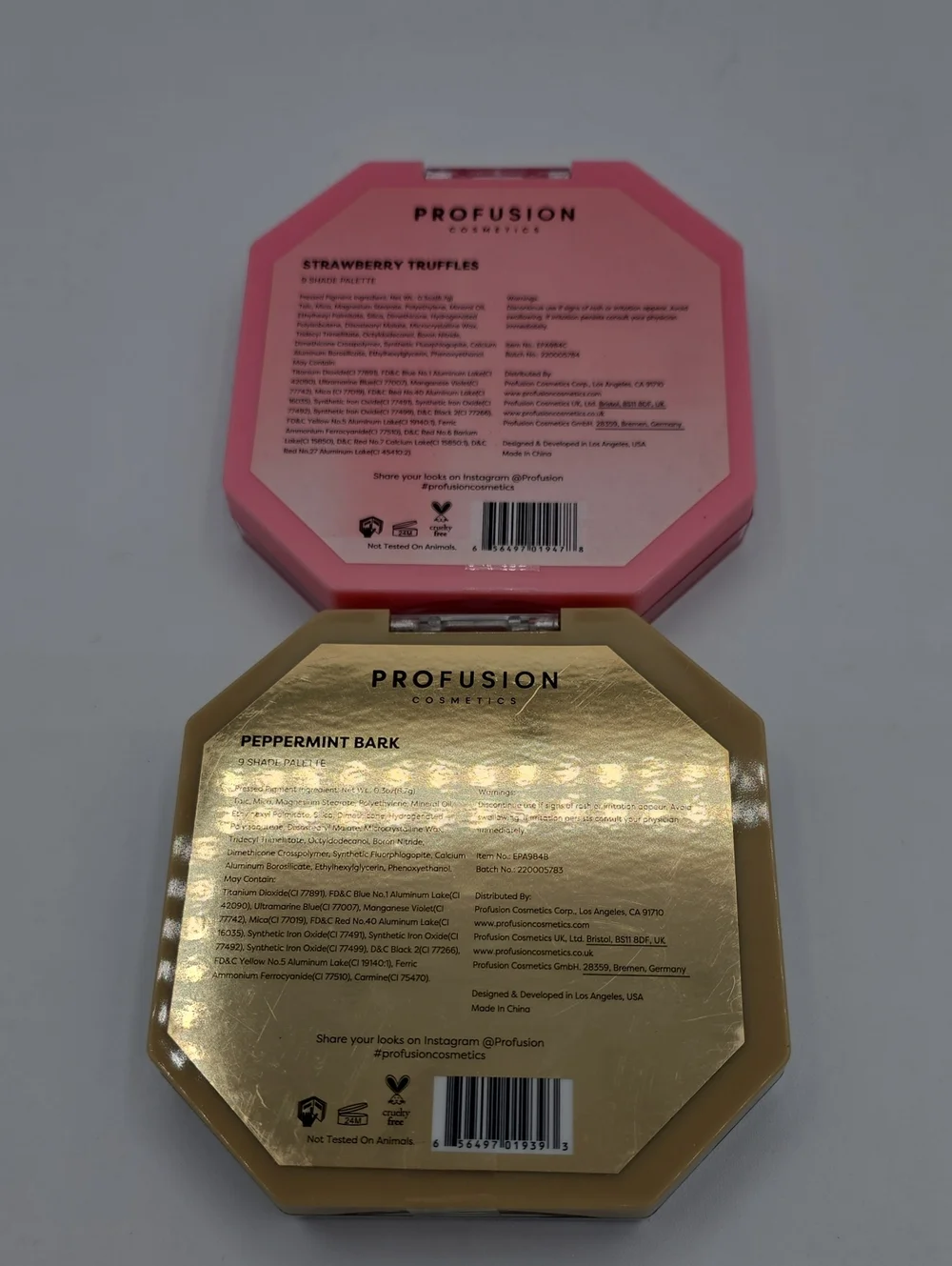 Profusion Lot of 2 Eyeshadow Palettes - Peppermint Bark and Strawberry Truffles